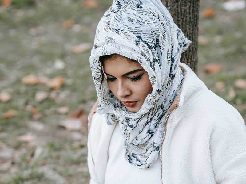 A student wearing a hijab